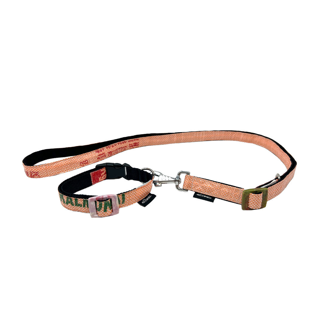 Leinenset Arugam mit Halsband Gr. M (32-42cm) - lachs