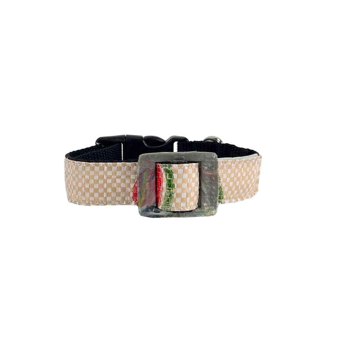 Hundehalsband "Style mich!" beige - Gr. S/M