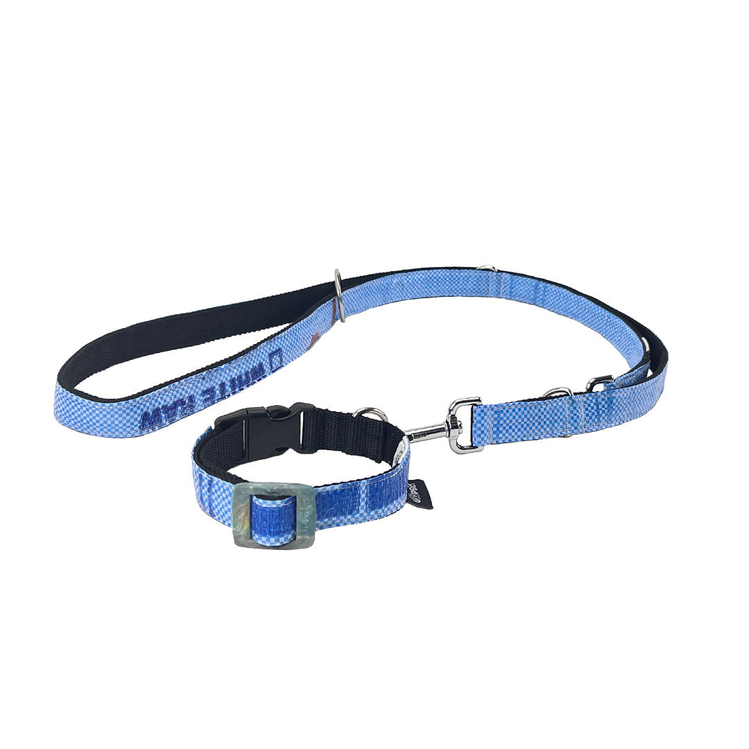 Leinenset "Lanka" mit Halsband Gr. L (37-51cm) - blau