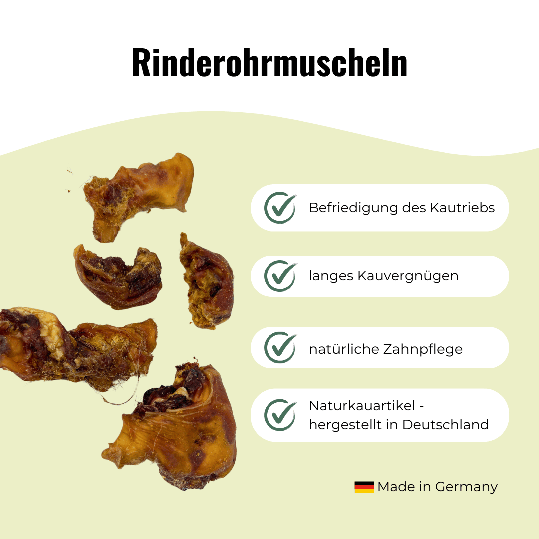 Kau-Set Rind – 500 g Rinderohrmuscheln & 5 Ochsenziemer