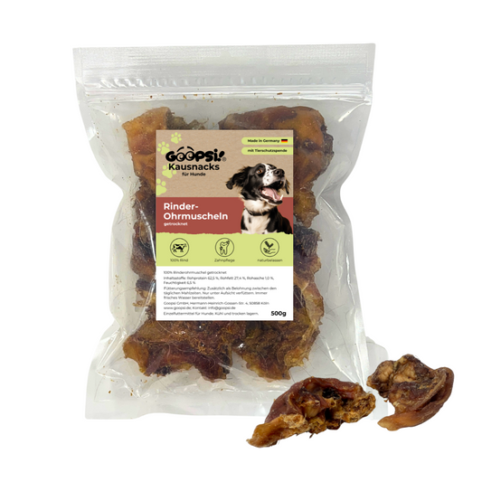 Rinderohrmuscheln 500g + Hundeleckerlis Rind (2x125g) im Sparset