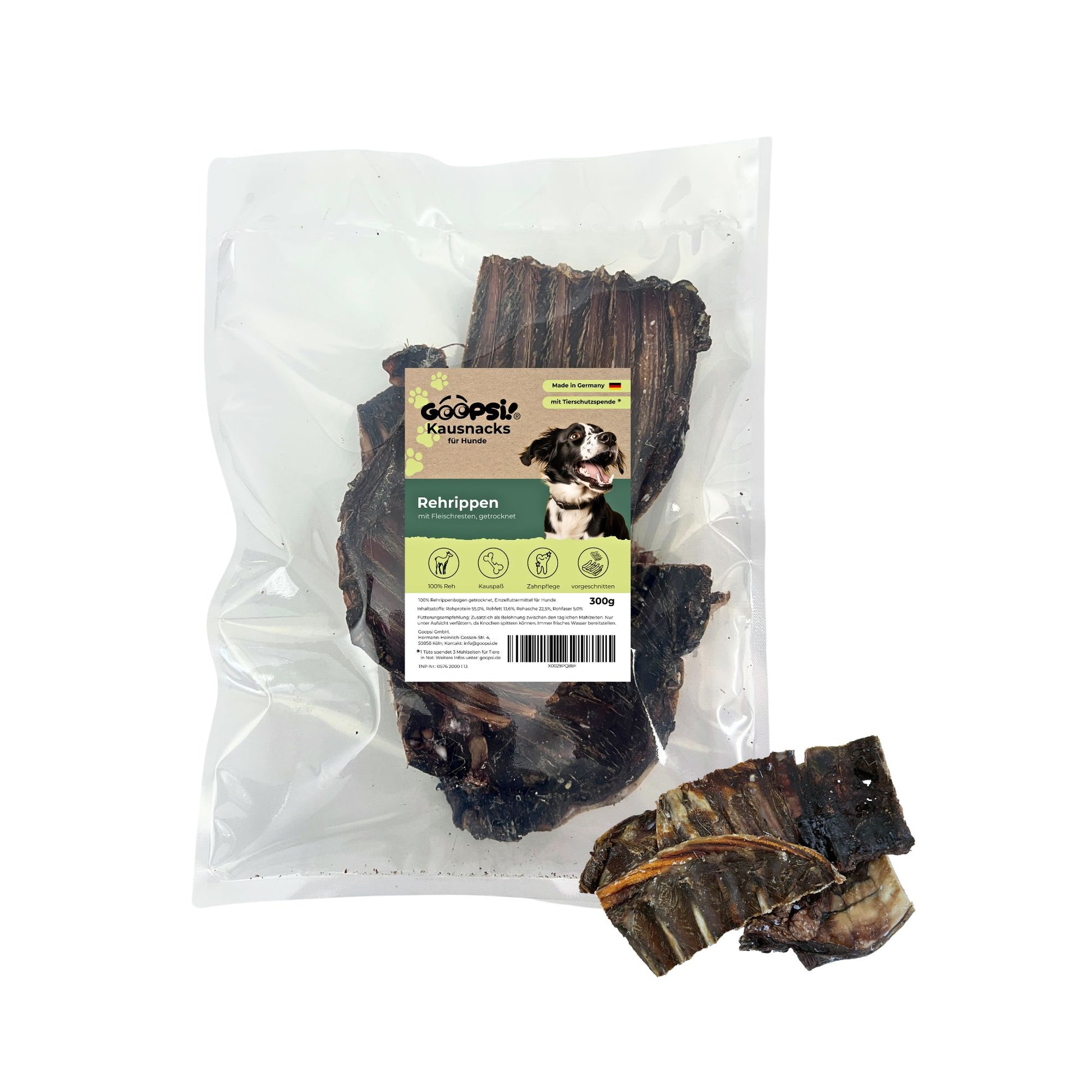 Rehrippen für Hunde – natürlicher Kauknochen für Hunde aus Wildfleisch