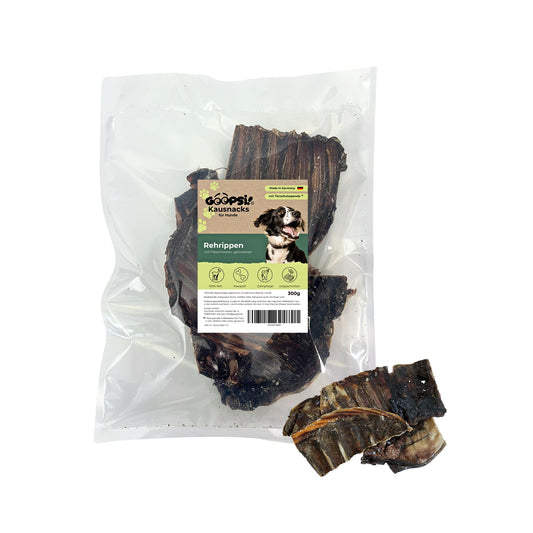 Rehrippen für Hunde – natürlicher Kauknochen für Hunde aus Wildfleisch