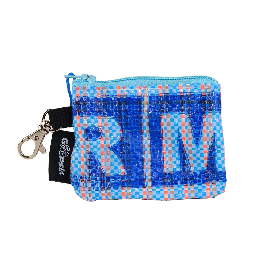 Goopsi nachhaltiger Kotbeutelspender Kotbeuteltasche upcycling Poop bag aus Reissack mit Edelstahlkarabiner zum Befestigen an Leine oder Gürtelschlaufe für gängige Kotbeutelrollen (bis 6cm) geeignet fairtrade