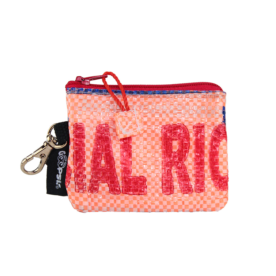 Goopsi nachhaltiger Kotbeutelspender Kotbeuteltasche upcycling Poop bag aus Reissack mit Edelstahlkarabiner zum Befestigen an Leine oder Gürtelschlaufe für gängige Kotbeutelrollen (bis 6cm) geeignet fairtrade