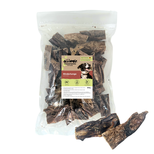 Rinderlungenstücke 500g + Hundeleckerlis Rind (2x 125g) im Sparset