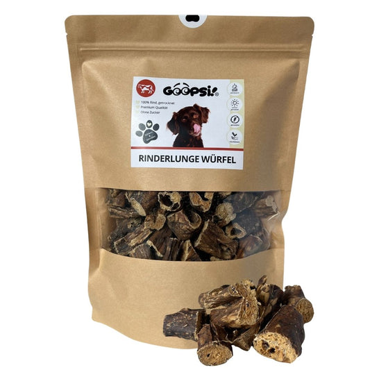 Rinderlunge Würfel für Hunde, getrocknet