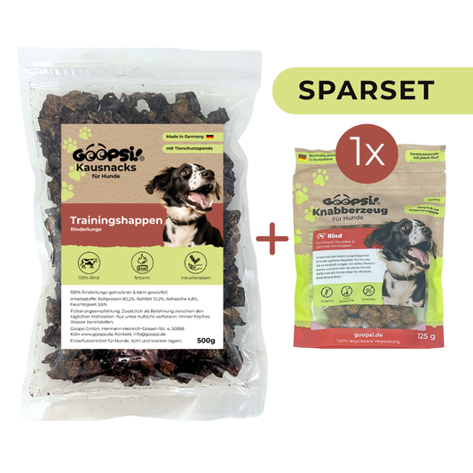 Trainingshappen Rind 500g + Hundeleckerlis Rind (1x 125g) im Sparset