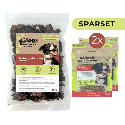 Trainingshappen Rind 500g + Hundeleckerlis Rind (2x 125g) im Sparset