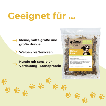 Hähnchenhälse 500g + Hundeleckerlis Rind (1x 125g) im Sparset