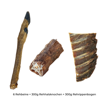 Reh-Kausnack-Set – Rehbeine, Rehhalsknochen & Rehrippen