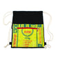 Goopsi nachhaltiger Turnbeutel aus handgewebter Baumwolle schwarz mit Reissackapplikation upcycling fairtrade leichter Rucksack Sportbeutel viel Stauraum mit Zugband zum Verschließen Trageriemen aus Baumwolle 